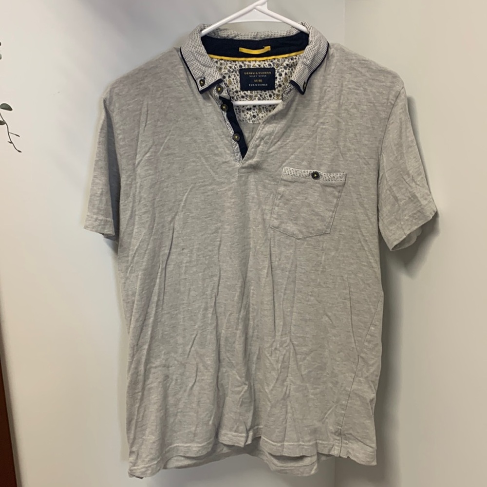 Men's Denim & Flower Grey Polo